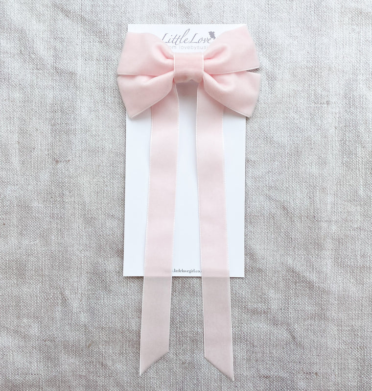 FABLE Velvet Bow Hair Barrette/ PALE PINK