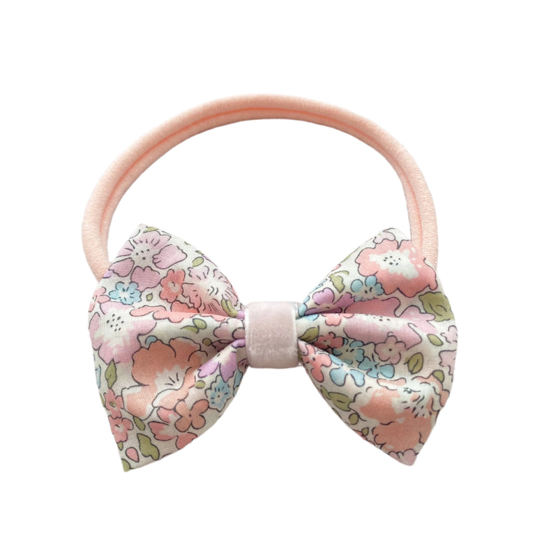 Liberty Baby Bow Headband, Liberty Michelle Bow for baby, Liberty floral baby bow headband, baby headband wirh bow in Liberty Michelle 