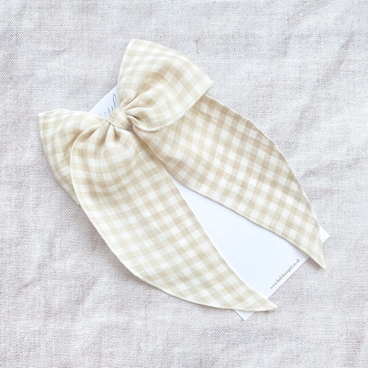 Prairie Bow Linen MAXI / Gingham Natural