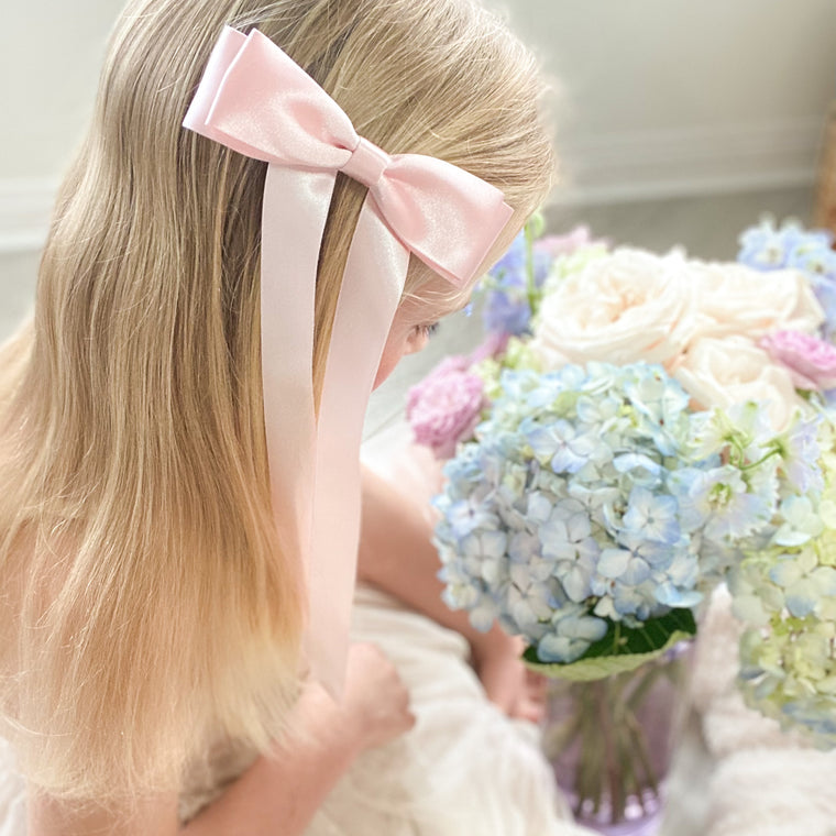 FLEUR Satin Bow Barrette/ BLOSSOM PINK