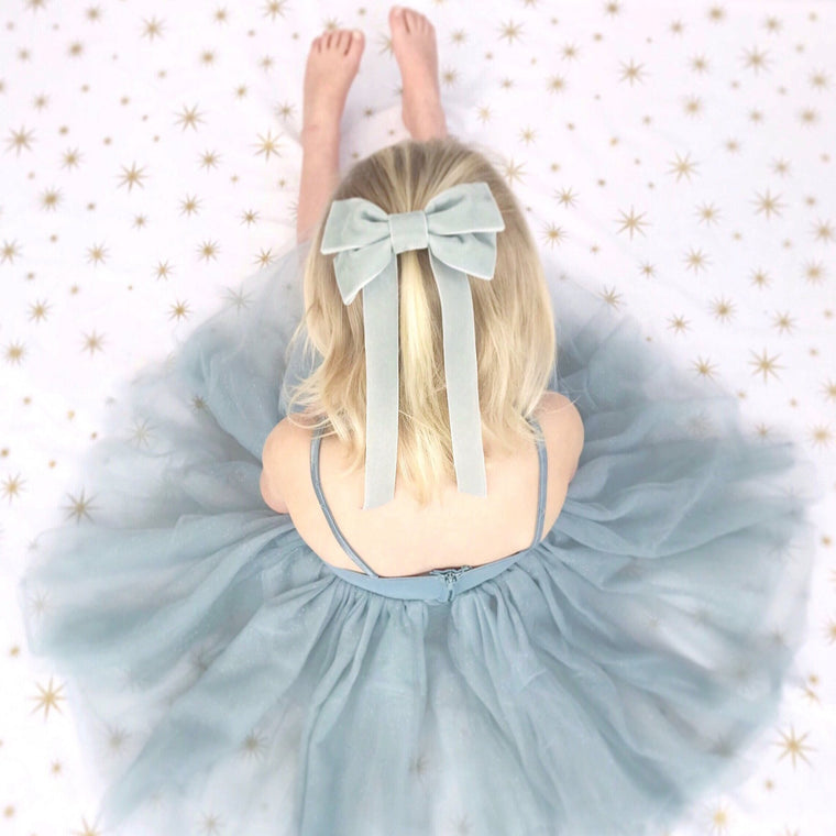 FABLE Velvet Bow Barrette/ SILVER MIST