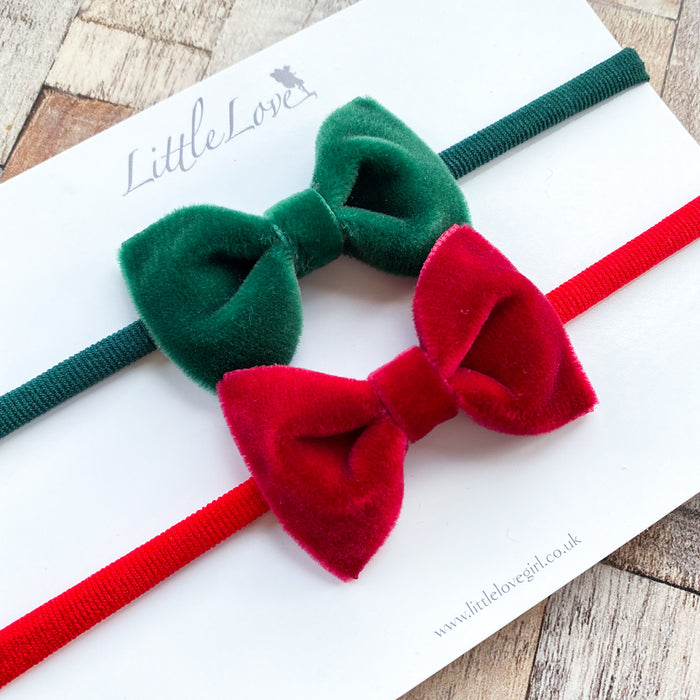 Velvet Baby Bow Headband Set /Christmas