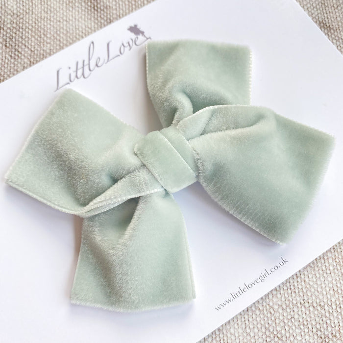 Velvet Bow Hair Clip/ Mist