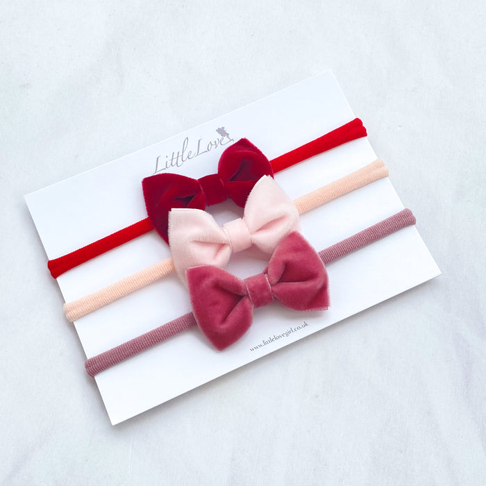 Velvet Baby Bow Set / ROSE