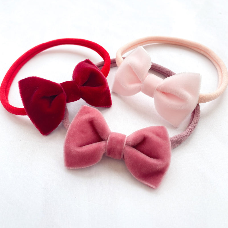 Velvet Baby Bow Set / ROSE