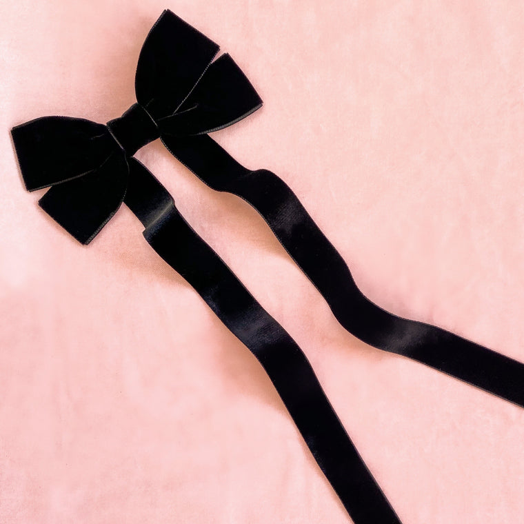 FABLE Maxi Velvet Bow Barrette/ Black