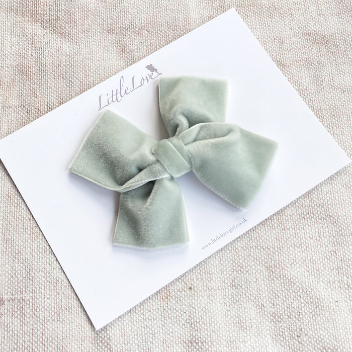 Velvet Bow Hair Clip/ Mist