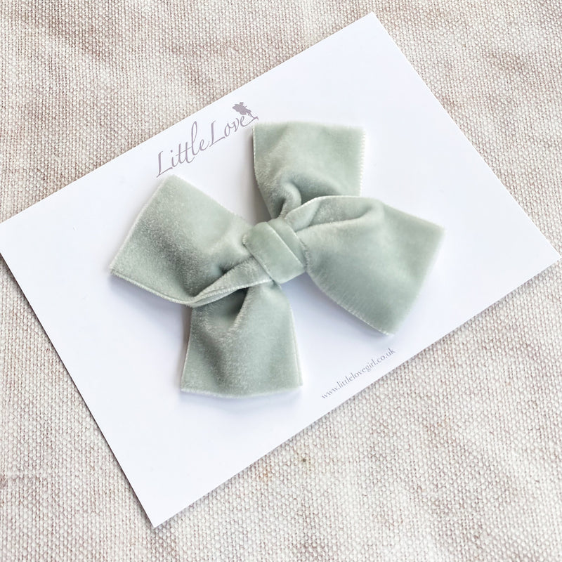 Velvet Bow Hair Clip/ Mist