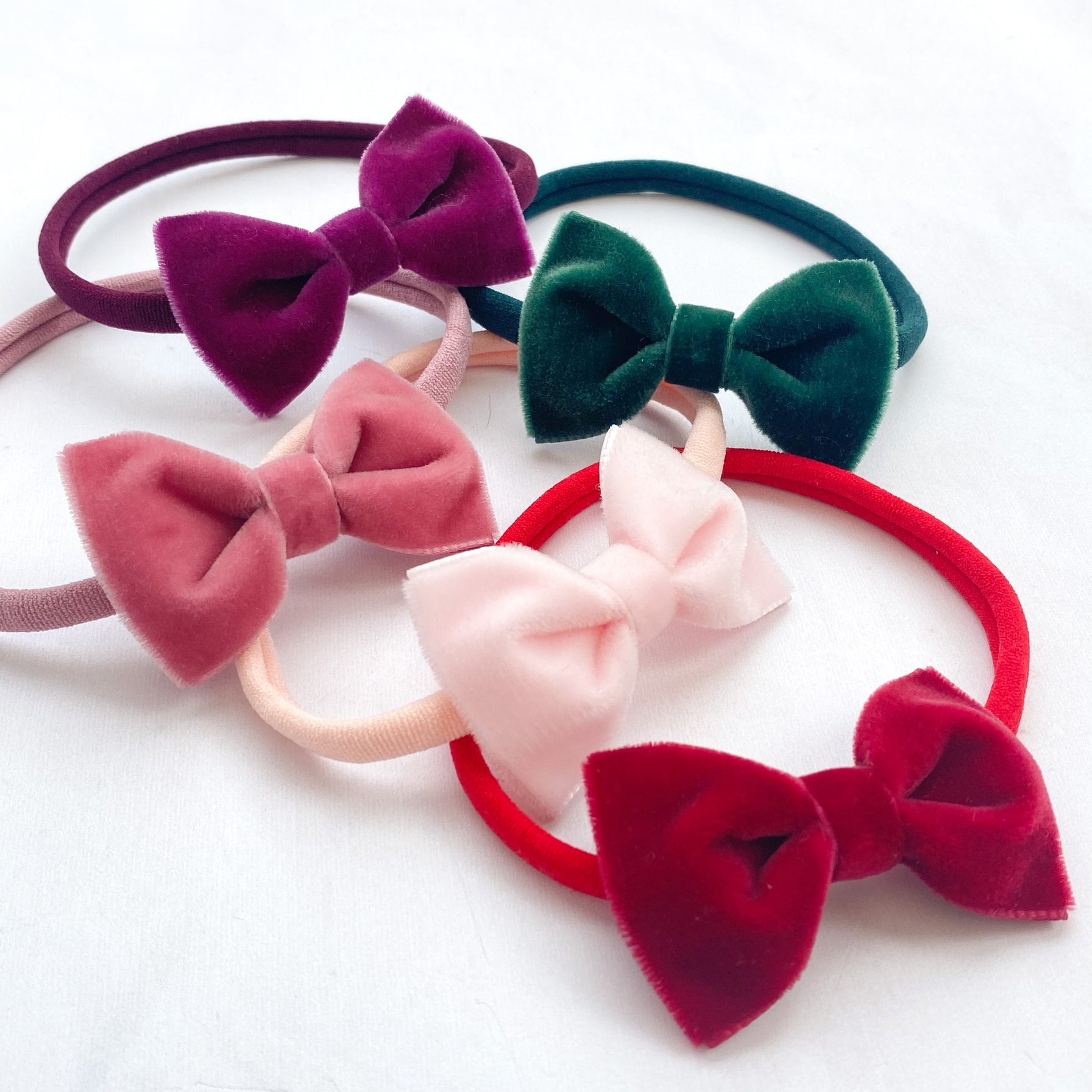 Red Hair Bow Baby Velvet Bow Headband, Velvet Baby Bow