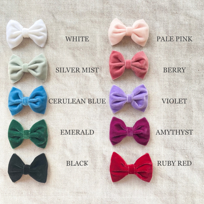 Little Velvet Bow Clips Set / Custom Colours