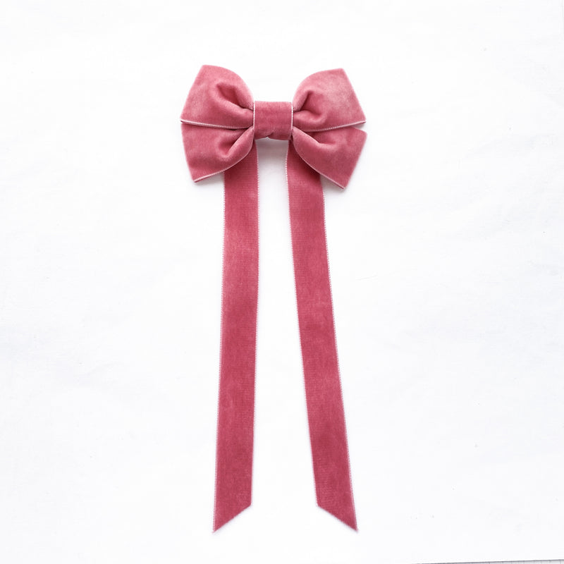 FABLE Velvet Bow Barrette/ BERRY