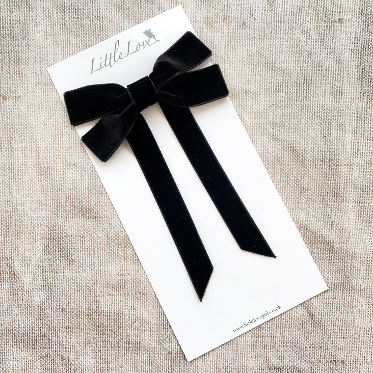 Fable Petite Velvet Hair Bow/ BLACK