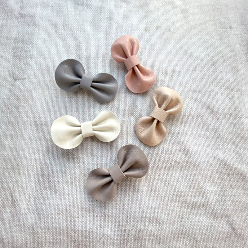 Baby or Toddler neutral set of leather bow hair clips, in pretty neutral colours, Baby Hair Accessories, Baby Hair Clips, Toddler Hair Bows, Leather Bows, rainbow hair clips, rainbow hair bows, neutral leather bows, neutral hair bow clips, neutral rainbow hair clip gift, neutral rainbow gifts for girls