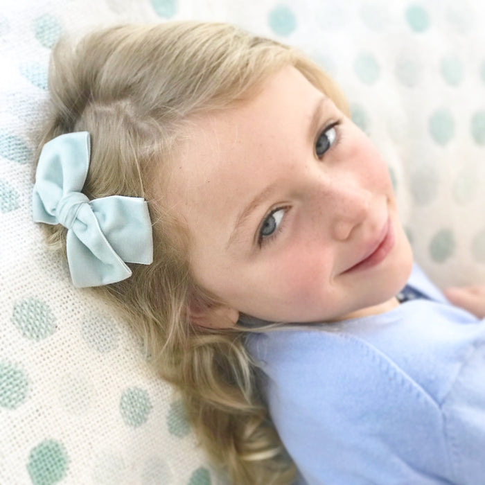 Velvet Bow Hair Clip/ Mist