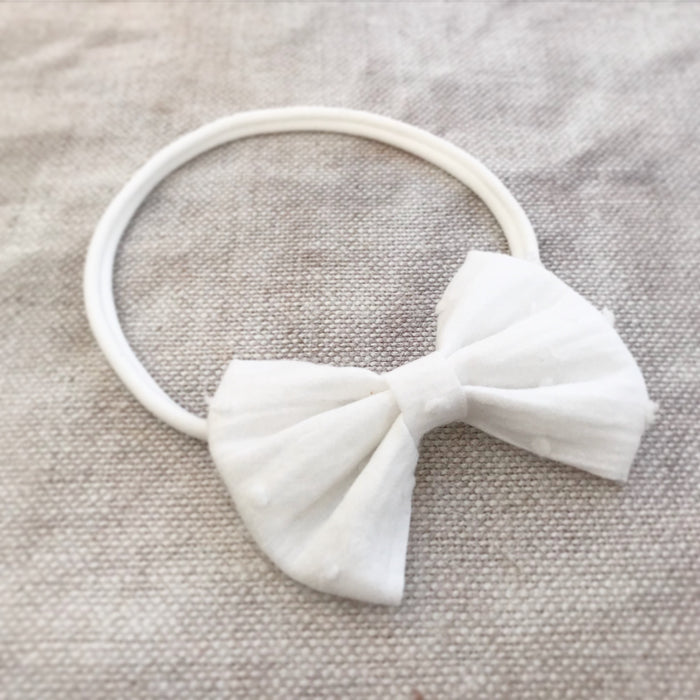 Little Love white cotton bow headband, white baby bow headband, christening headband, baptism baby headband in white, white baby headband, white bow hair clip, cotton spot hair clips, white hair bows, cotton bow headband,white cotton bow headband, white cotton hair bow, white baby hairbows, white baby bow headband, white cotton baby bow, swiss dot bow