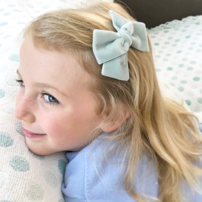 Velvet Bow Hair Clip/ Mist