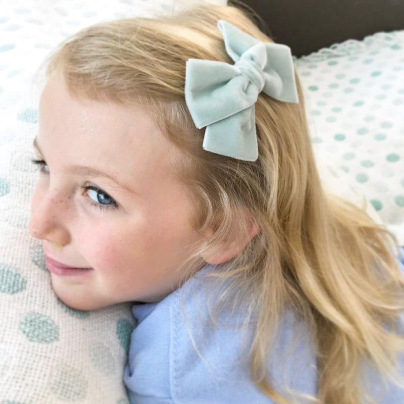 Velvet Bow Hair Clip/ Mist
