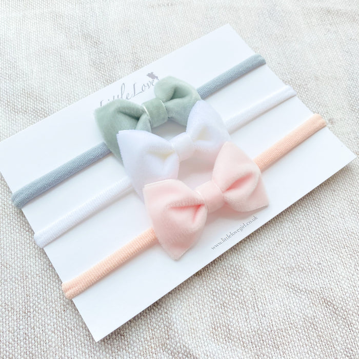 Velvet Bow Baby Headband/ Pastels