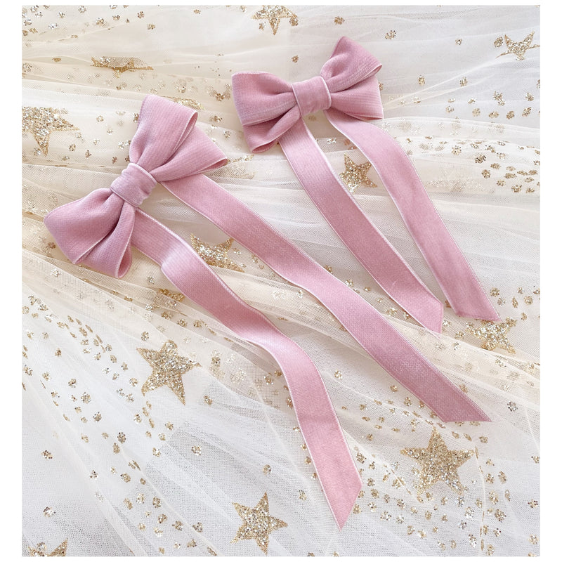 Velvet Bow Barrette/ EVER AFTER / AZALEA