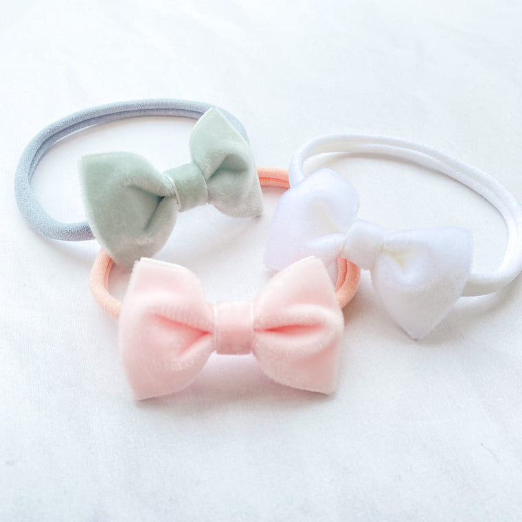 Velvet Bow Baby Headband/ Pastels