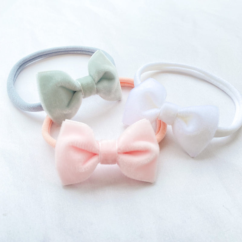 Velvet Bow Baby Headband/ Pastels