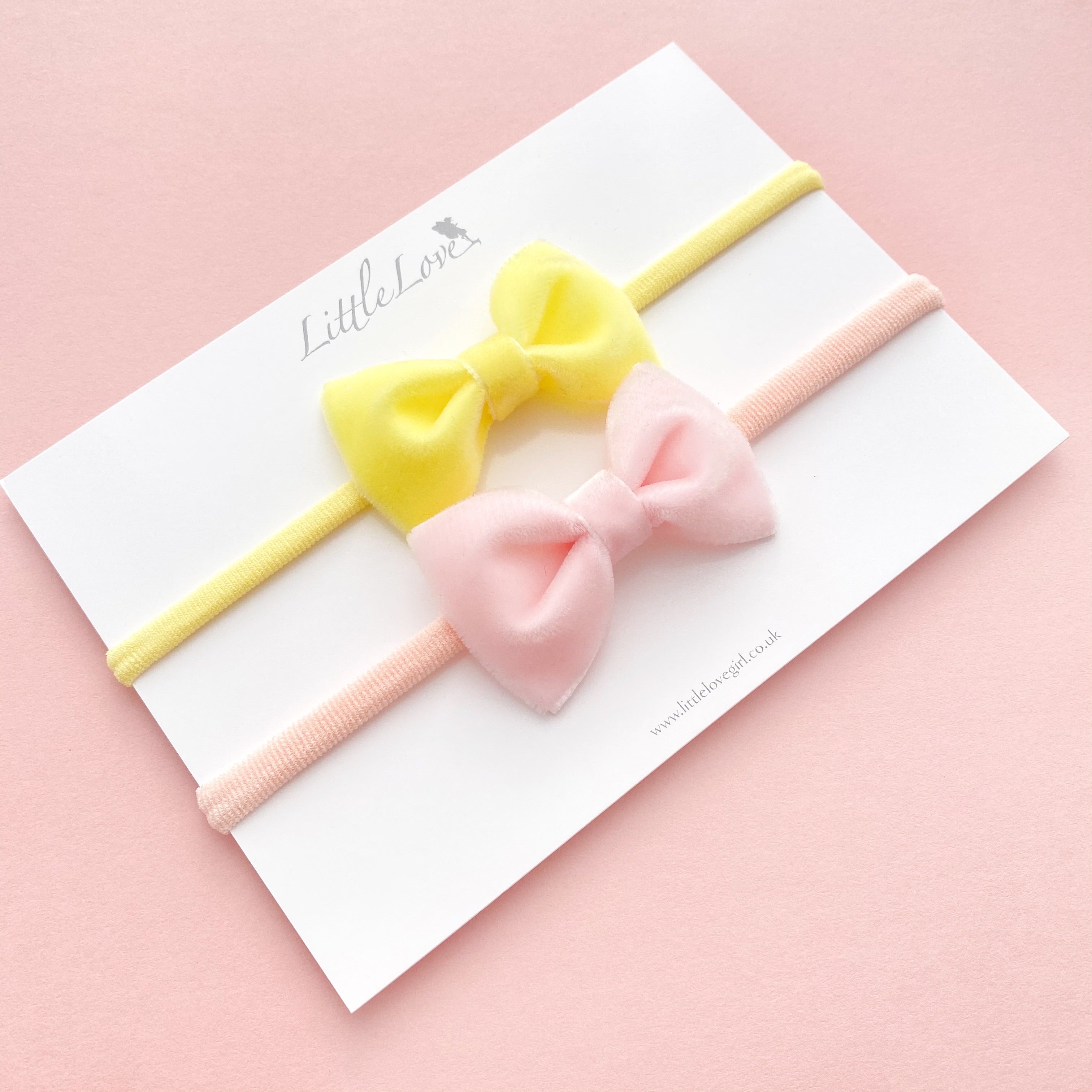 Velvet Baby Bow Headband Set / Easter Chick