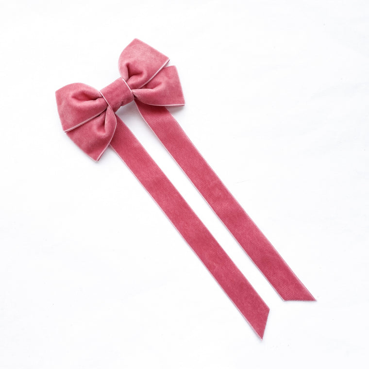 FABLE Velvet Bow Barrette/ BERRY