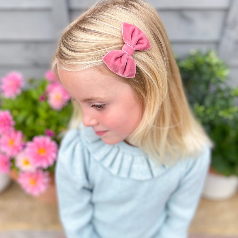 Little Velvet Bow Clips Set / Custom Colours