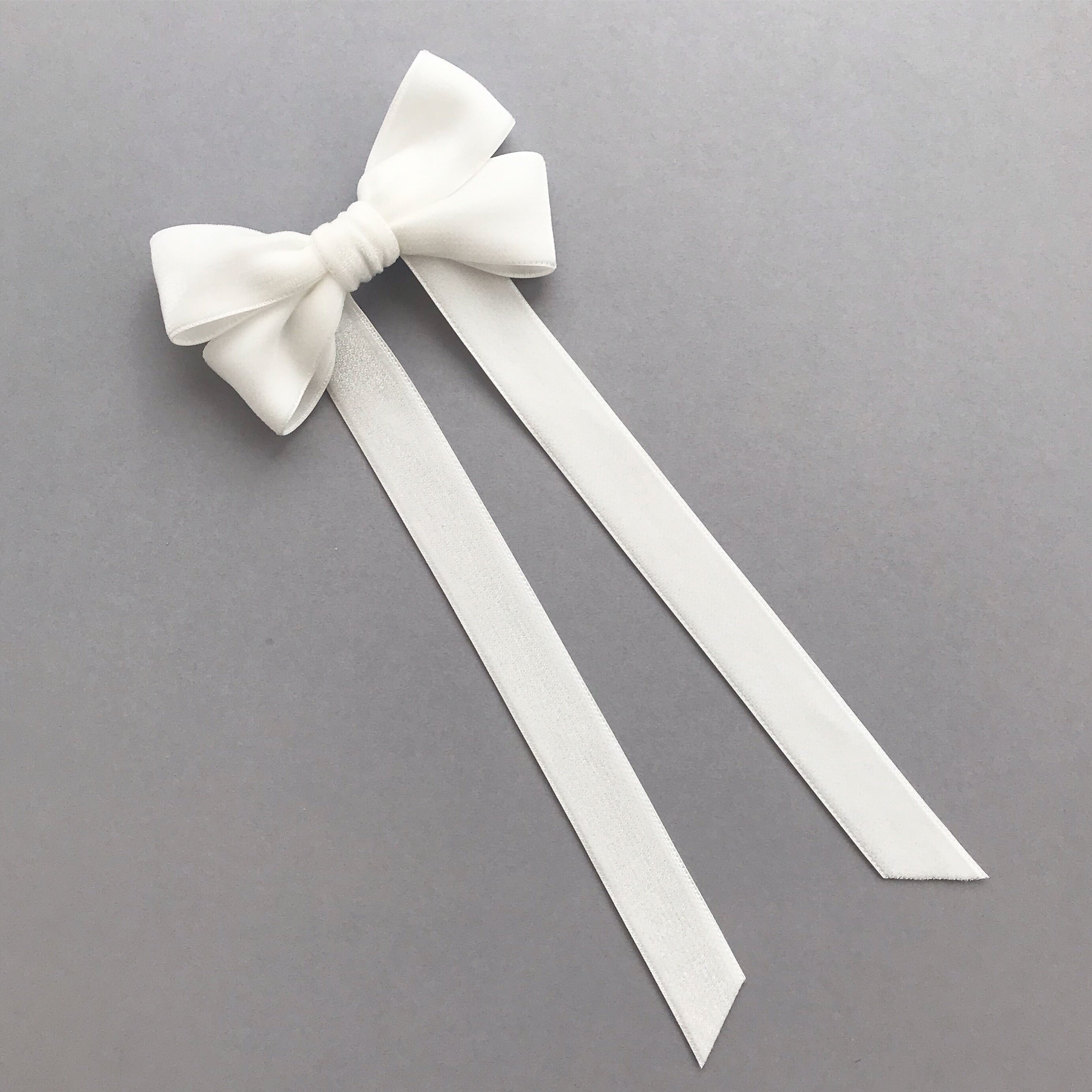 Velvet Bow Barrette/ EVER AFTER / IVORY