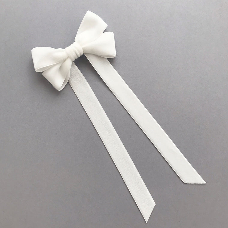 Velvet Bow Barrette/ EVER AFTER / IVORY