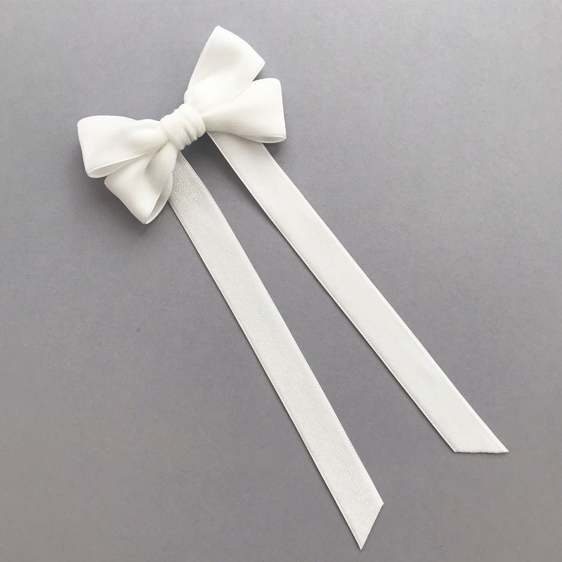 Velvet Bow Barrette/ EVER AFTER / IVORY
