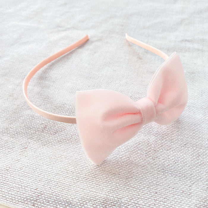 Velvet Bow Alice Band / Pale Pink