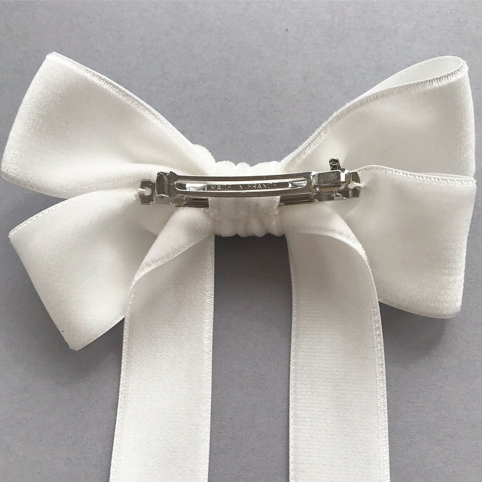 Velvet Bow Barrette/ EVER AFTER / IVORY