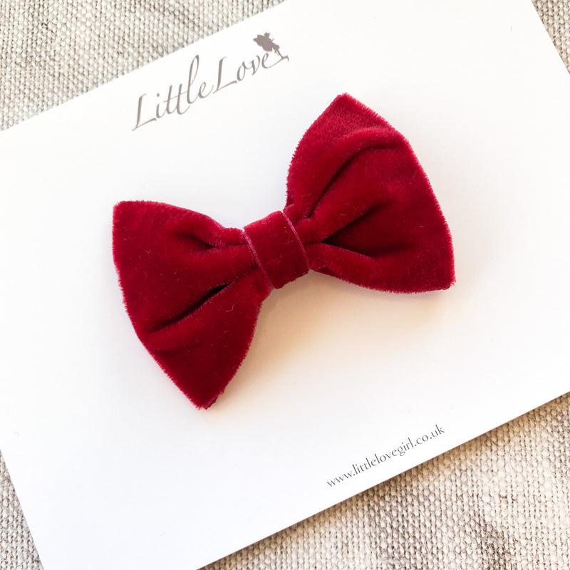 Little Velvet Bow Clips Set / Custom Colours