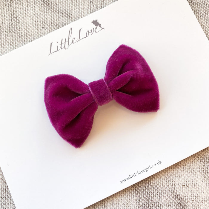 Little Velvet Bow Clips Set / Custom Colours