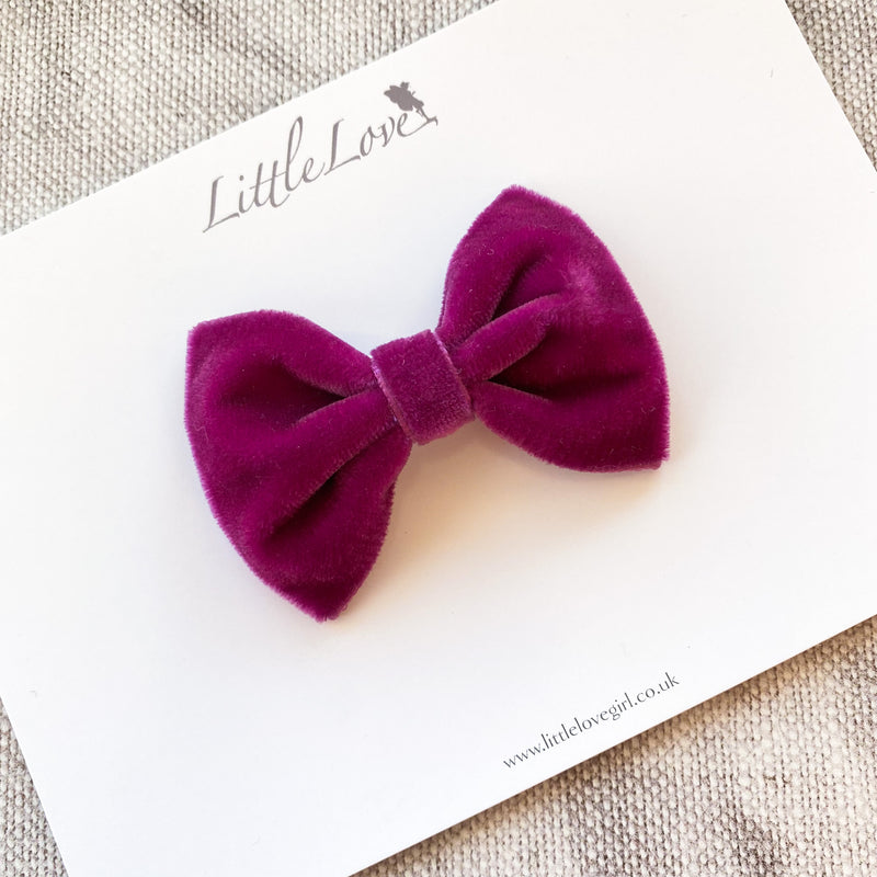 Little Velvet Bow Clips Set / Custom Colours
