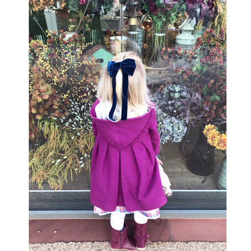 Oversized Velvet Bow Hair Barrette/ NAVY