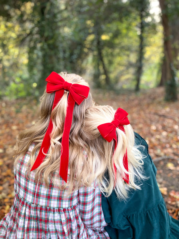 Velvet Bow Barrette/ EVER AFTER / TRUE RED