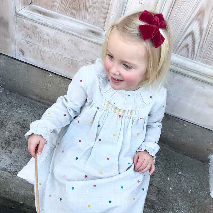 Velvet Bow Hair Clip/ RUBY RED