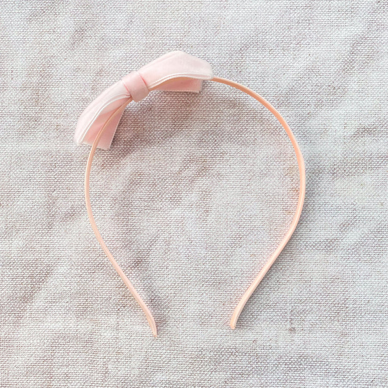 Velvet Bow Alice Band / Pale Pink