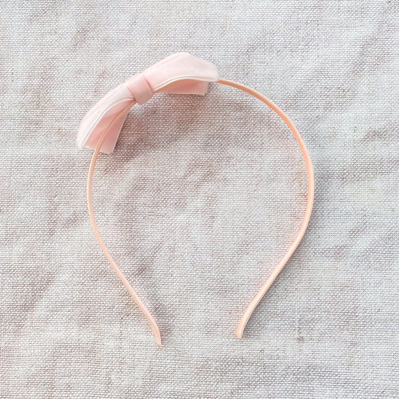 Velvet Bow Alice Band / Pale Pink