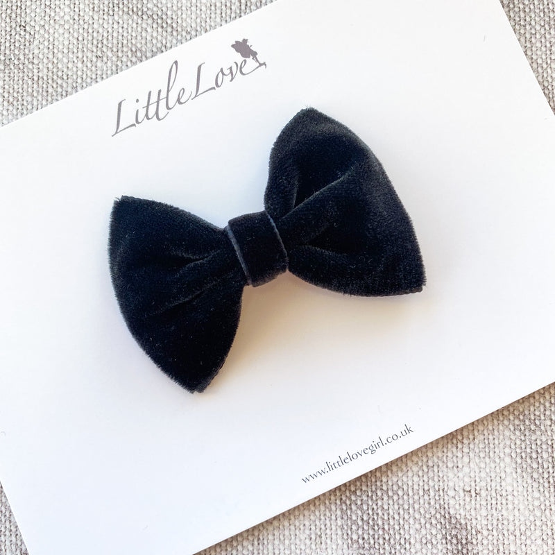 Little Velvet Bow Clips Set / Custom Colours