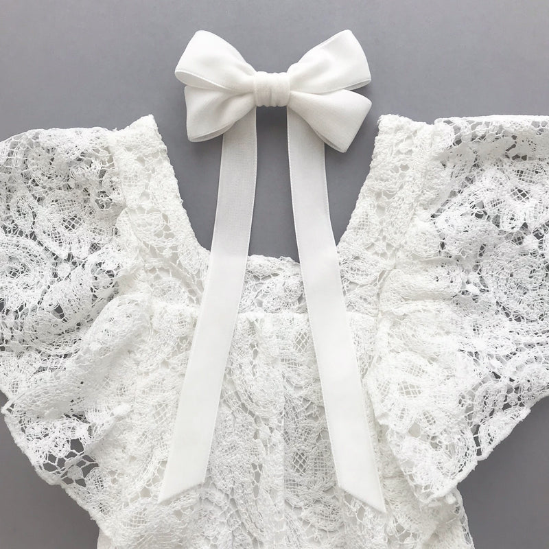 Velvet Bow Barrette/ EVER AFTER / IVORY