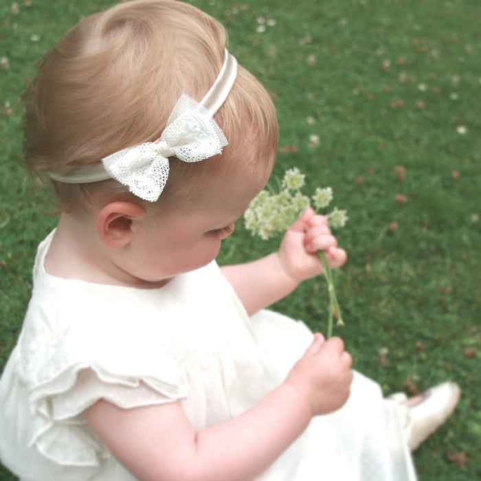Little Love Christening Headbands for babies and toddlers, lace bow baby headband, Ivory silk baby Headband, Christening headband for baby,  Ivory silk headband beautiful for christening or wedding, Ivory Silk Baby Headband for baptismm, Baptism headband for baby, lace bow baby headband, Silk Babies Hairband, 