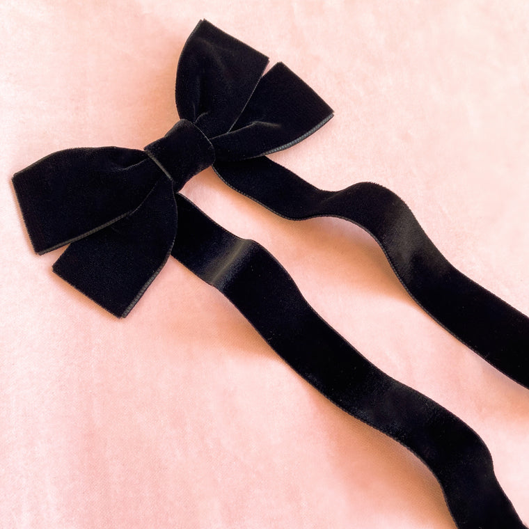FABLE Maxi Velvet Bow Barrette/ Black