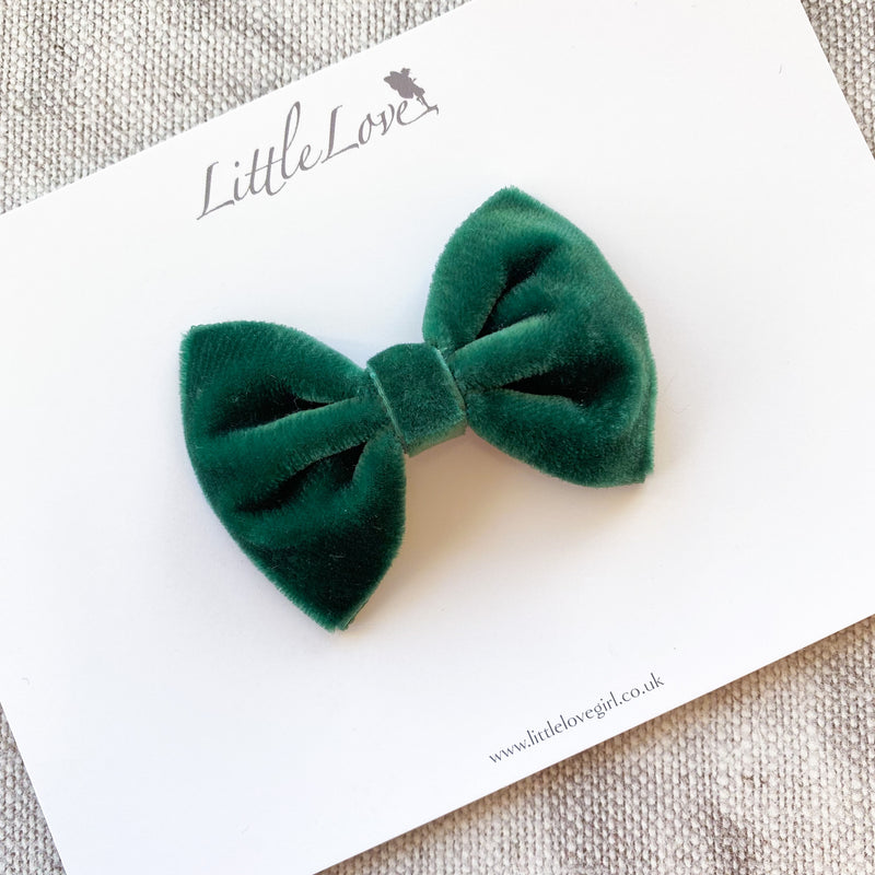 Little Velvet Bow Clips Set / Custom Colours