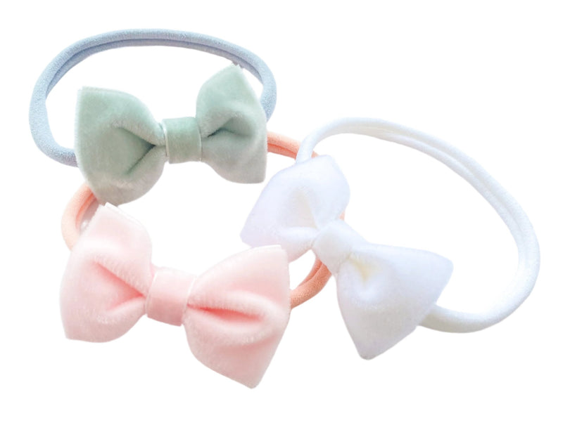 Velvet Bow Baby Headband/ Pastels