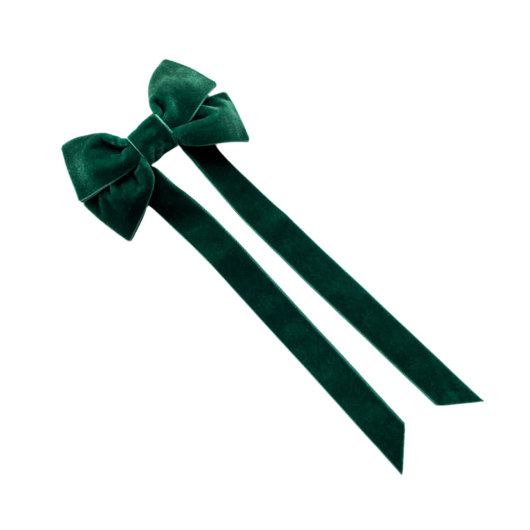 FABLE Velvet Bow Barrette/ EMERALD
