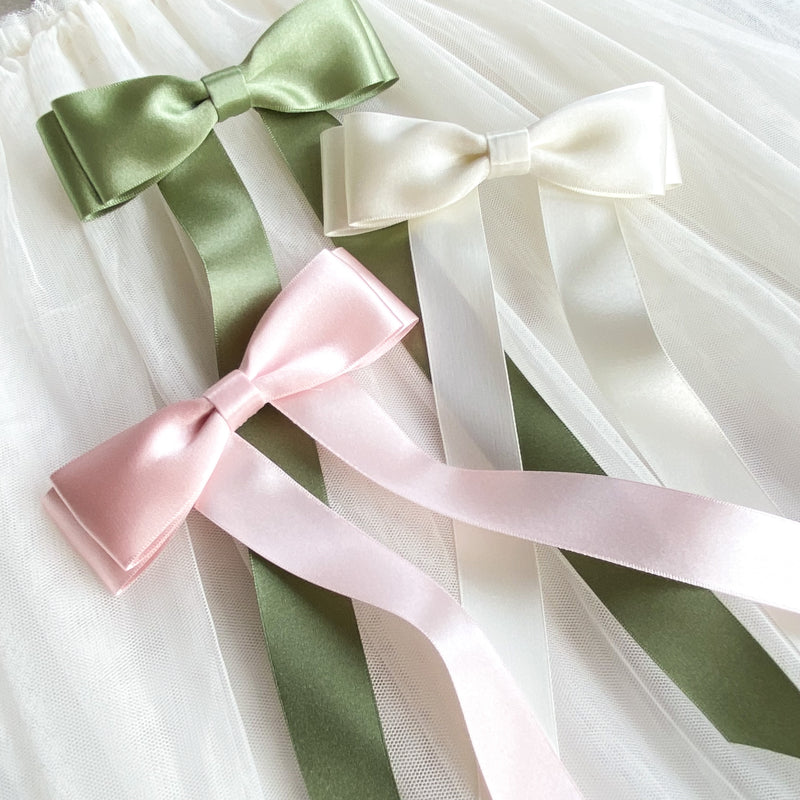 FLEUR Satin Bow Barrette/ BLOSSOM PINK