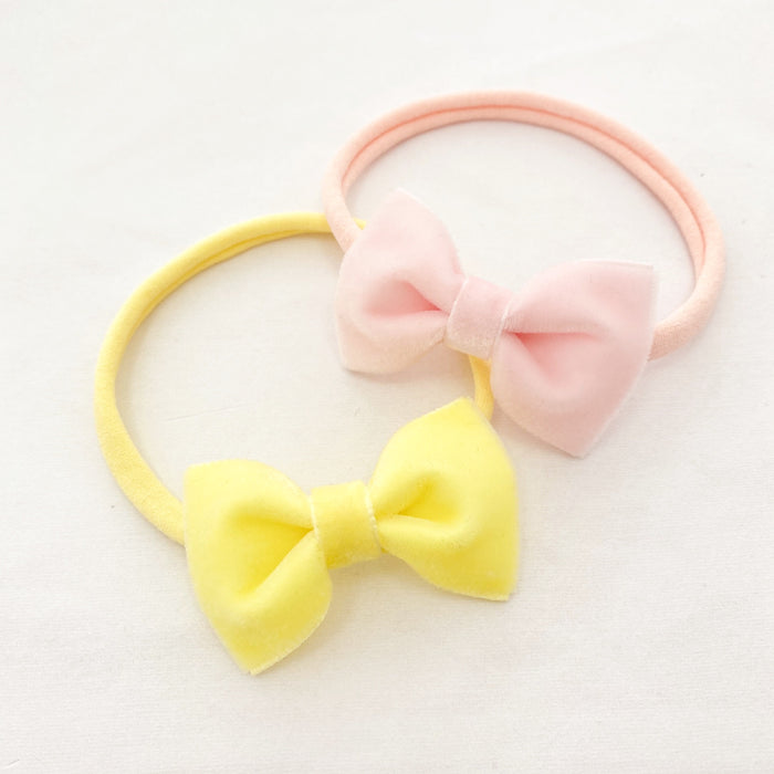 Velvet Baby Bow Headband Set / Easter Chick